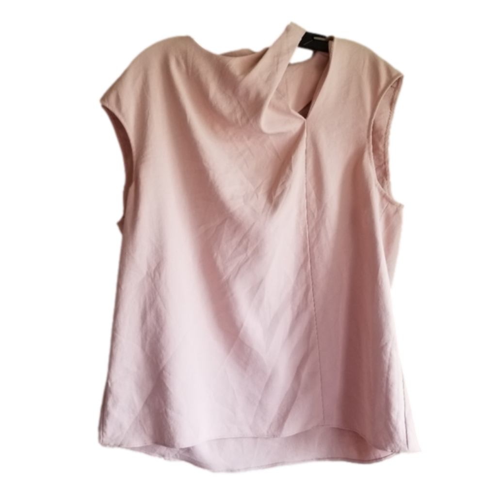 TIBI Wrap Neckline Cut Out Sleeveless Top Rose Pink Size 12